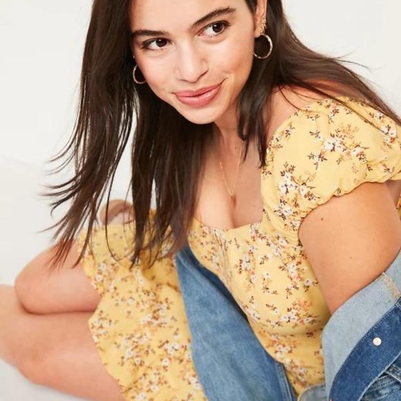 Old Navy Fit and Flare Puff-Sleeve Floral-Print Dress for Women New - Picture 7 of 8